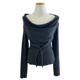 First Muse Off-Shoulder Front Button Long Sleeve Knit Top (2 Colors)
