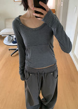 RIVET STRIPE HOOD TEE