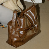 [SET] Buckle Hobo Shoulder Cross Bag _ Brown