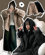 Tsuwon Quilted Button Hooded Coat Jacket