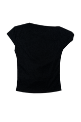 ドレープドツイストリボンTシャツ  (BLACK)