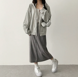 Itta Overfit Stripe Dangara Hooded Zip-Up