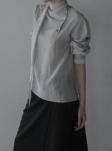 Noir Unbalance Button Scarf Blouse