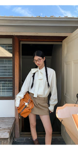 strap satin striped blouse