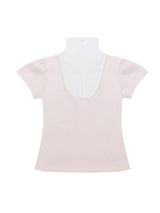 レースジップカラー半袖パフTシャツ(pink)