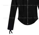 Kind zipper ribbed slim hoodie zip-up