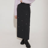 STUDS MAXI SKIRT [NAVY]