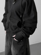 (unisex) ケトリックポケットツーウェイフードジップアップ