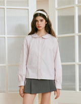 Bloom Lace Collar Shirt Blouse Pink