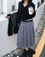ベルトプリーツロングスカート