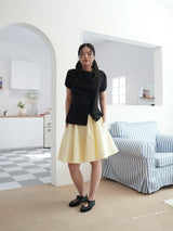 DRAPE COLLAR BLOUSE (BLACK)