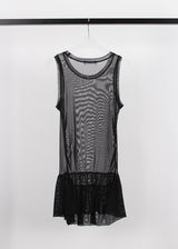 PEARL MESH SHIRRING TOP