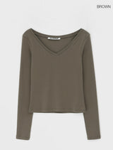 [B-BASIC] ソフトコットンVネックロングスリーブTシャツ (2SIZE)