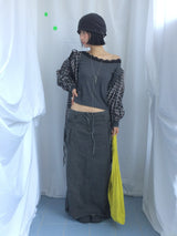 Feminine Flat Neck Long T-Shirt