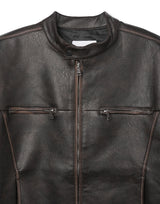 Bleed Washing Leather Biker Jacket