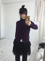 high-neck button cardigan