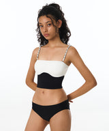Chain Contrast Tube Top Bikini Bra (White)