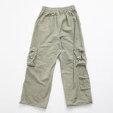 Washing Cotton Cargo Banding Pants Vintage Khaki