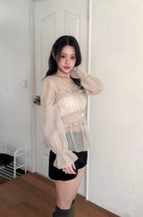 メリーンパフストラップシャーリングシフォンbl