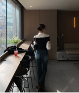 Rope Mood Layered Off-Shoulder Knit / 4 colors