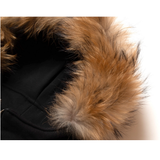SHINE FUR-HOODIED 2WAY ZIP UP HOODIE BLACK