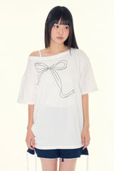 リボンアンバランスTシャツ
