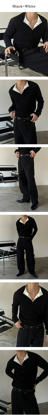 [S/S] Deep muscle henry neck knit sleeves(3color)