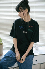 26SS★ ドローステッチ刺繍半袖Tシャツ