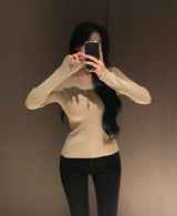 [BELLIDE MADE] Basic item, round rib long sleeve knit