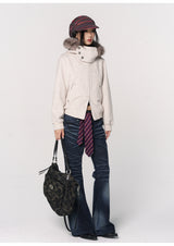 CONFUN Design sense three-dimensional cat whiskers, aged washed flared jeans style