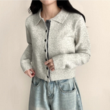 Monet Snap Color Scheme Point Boxy Knit Cardigan