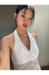 lingerie lace halter sleeveless top