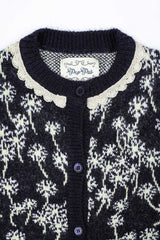 Flower Wool Cardigan [Navy]