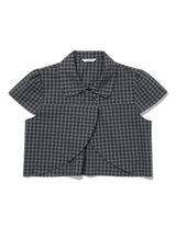 CHECKERED DOUBLE BLOUSE(NAVY)