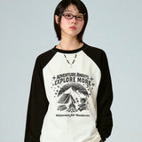 [UNISEX]EXPLORE ヴィンテージ ラグラン ロングスリーブ Tシャツ