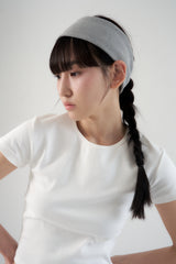 コットンリブヘアバンド - グレー