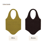 HALTERNEK KNIT VEST_OLIVE