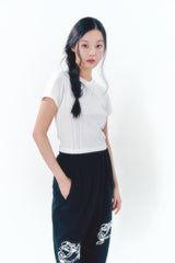 Heart Logo Shirring Detail Top Ivory
