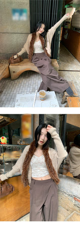 Batwing Fur No Collar Knit Cardigan