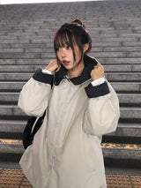 Rumber Check Color Matching Overfit Hood Padding Jumper