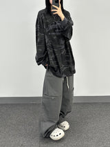 fold double-knee cotton pants