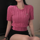 [BELLIDE MADE] Horin Cable Round Short Sleeve Knitwear