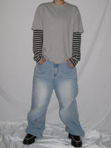 Stripe Layered Long Sleeve T-Shirt (3c)