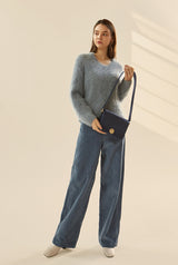 ISLE MINI CROC ショルダーレザーバッグ / Wani Navy