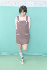 ドーリーボタンミニドレス (BROWN)