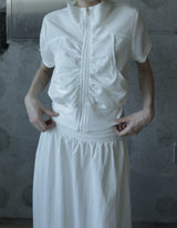 Riren Summer Shirred Zip-up