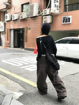 ユニセックスカミヤビンテージスターリベットワイドデニムパンツ