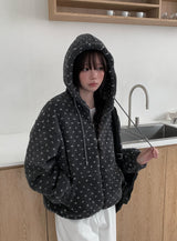 Shuka Heart Fluffy Fleece Hood Jumper