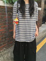 ストライプド ヘンリー Tシャツ