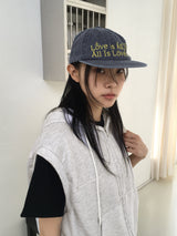 Is All Vintage Lettering Denim Camp Cap